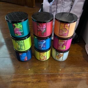 Bath and body works summer candle bundle💜💛🩵